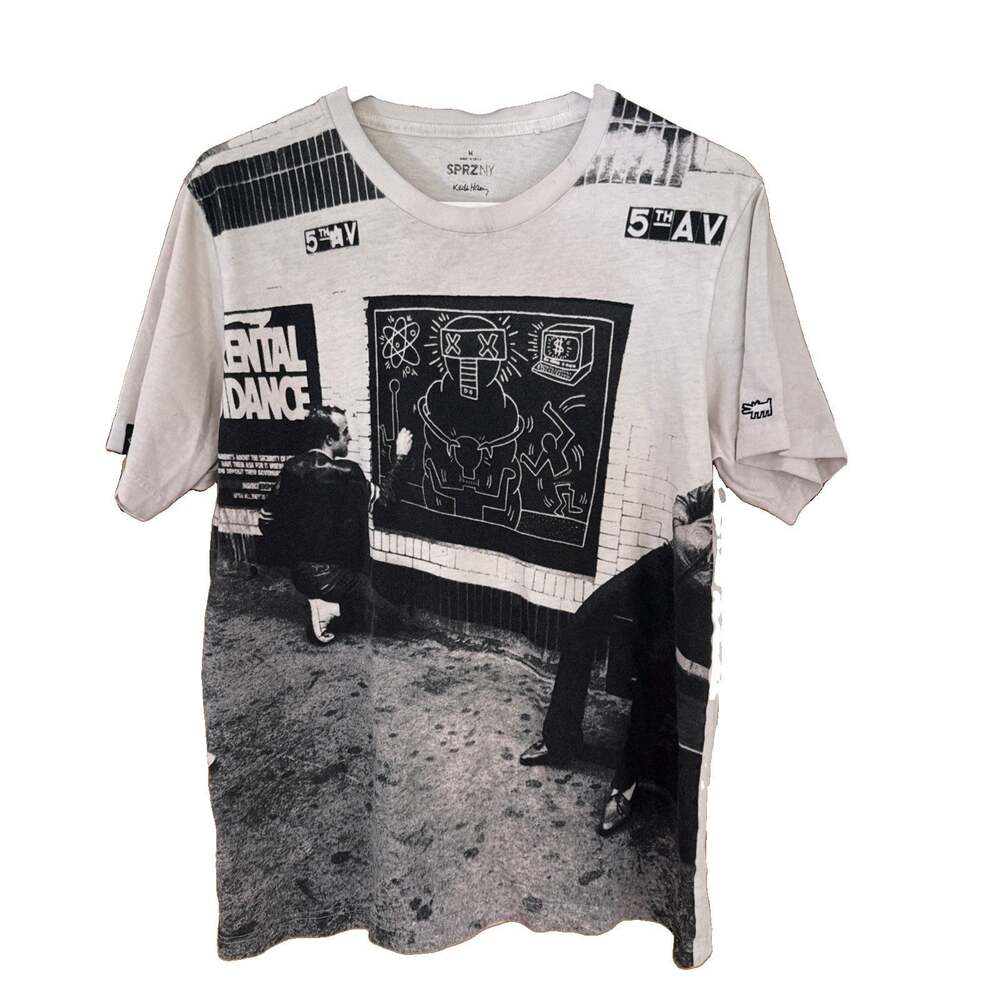 RARE Keith Haring SPRZ NY DOG 5th Avenue Photo Men’s T Shirt Size Medium